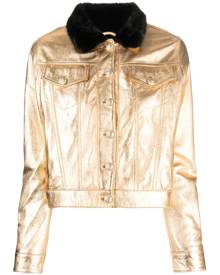 Madison.Maison metallic-finish buttoned leather jacket - Gold