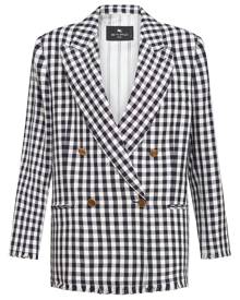 ETRO gingham-print double-breasted blazer - Blue