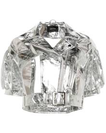 Simone Rocha cut-out leather biker jacket - Silver