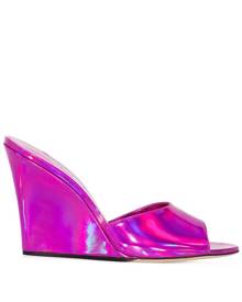 Paris Texas iridescent wedge mules - Pink