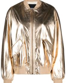 Patrizia Pepe metallic faux-leather bomber jacket - Gold