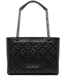 Love Moschino logo-lettering quilted tote bag - Black