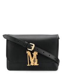 Moschino monogram plaque shoulder bag - Black