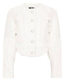 Gcds leather-panel tweed jacket - White