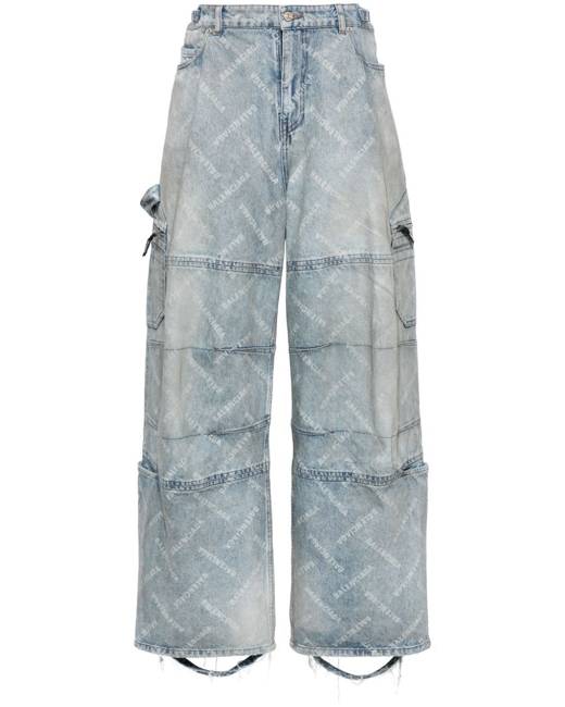 Blue Distressed wide-leg jeans, Balenciaga