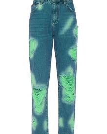 Philipp Plein tie-dye frayed jeans - Blue