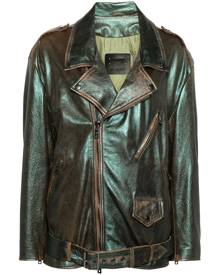 Giorgio Brato metallic leather jacket - Green