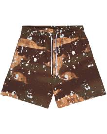 MSGM camouflage logo-print track shorts - Brown