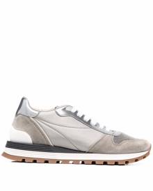 Brunello Cucinelli Monili-panel lace-up sneakers - Grey