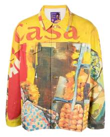 KidSuper graphic-print denim jacket - Yellow