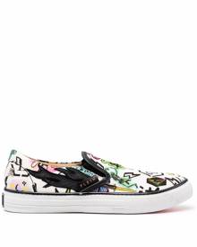 Philipp Plein flame print slip-on sneakers - White