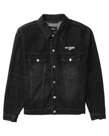 We11done logo-print denim jacket - Black