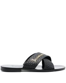 Billionaire Leather Twist Slides - Black