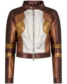 DSQUARED2 colour-block leather racing jacket - Brown