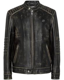 Philipp Plein distressed leather moto jacket - Black