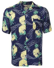 Fake Alpha Vintage 1950s John Meigs Hawaiian village print shirt - Blue