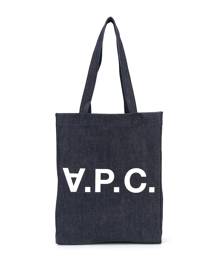 A.P.C. logo denim tote bag - Blue