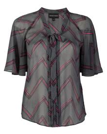 Emporio Armani tie-front zigzag blouse - Grey