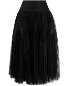 Ermanno Scervino pleated ruffle tulle midi skirt - Black