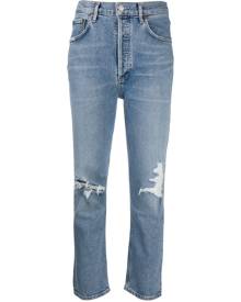 AGOLDE ripped high-rise cropped jeans - Blue