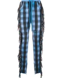 Alchemist fringe-trim checked trousers - Blue