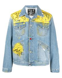 MJB Marc Jacques Burton graffiti-print distressed denim jacket - Blue