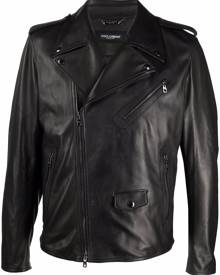 Dolce & Gabbana multi-pocket leather biker jacket - Black