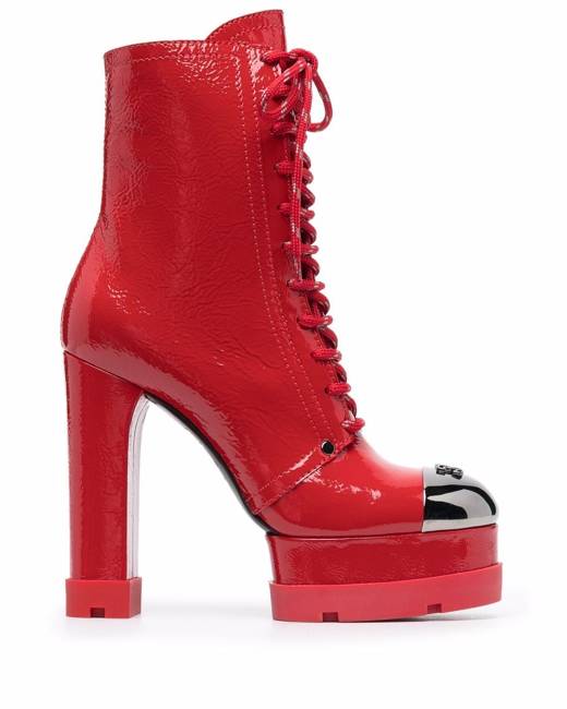 red chunky platform boots