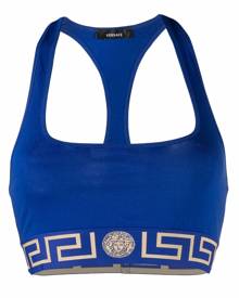 Save 19% Versace Cotton Greca-print Logo-underband Bra in Blue Womens Clothing Lingerie Bras 
