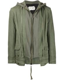 Greg Lauren zipped hooded jacket - Green