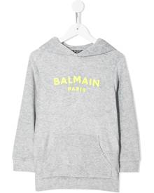 Balmain Kids logo-print pullover hoodie - Grey