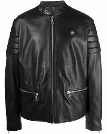 Philipp Plein Doberman-print moto jacket - Black