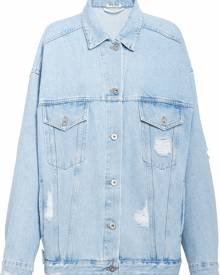 Miu Miu ripped-detail denim jacket - Blue