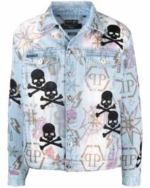 Philipp Plein logo-graphic print denim jacket - Blue