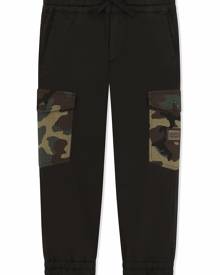 Dolce & Gabbana Kids cargo-print pocket track trousers - Black