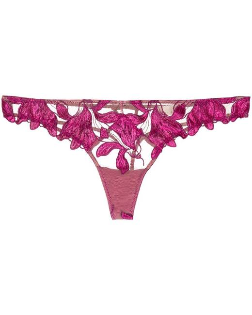 Jardin floral-lace thong Farfetch Women Clothing Underwear Briefs Thongs Pink 