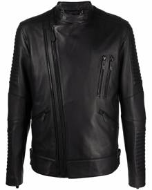 Philipp Plein crystal skull biker jacket - Black