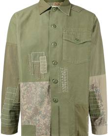 Maharishi patchwork-detail cotton shirt - Green