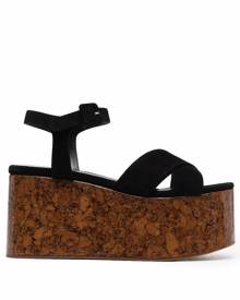 R13A Eaze F3R107 Ladies Black Wedge Slingback Sandals 