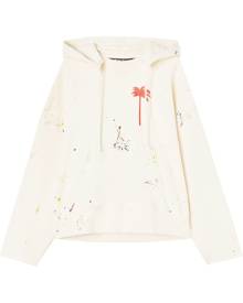 Palm Angels Palm paint splatter print hoodie - White