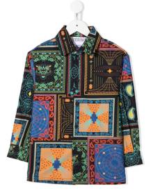 Marcelo Burlon County Of Milan Kids bandana-patchwork shirt - Blue