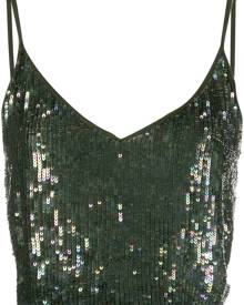 P.A.R.O.S.H. sequin-embellished cropped cami top - Green