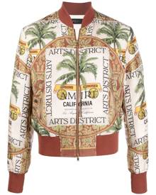 AMIRI graphic-print silk bomber jacket - Neutrals