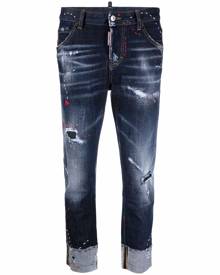 Dsquared2 distressed cropped heart-motif jeans - Blue