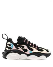 Moschino flame-effect lace-up sneakers - Black