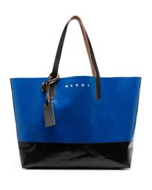 Marni logo-motif two-tone tote - Blue