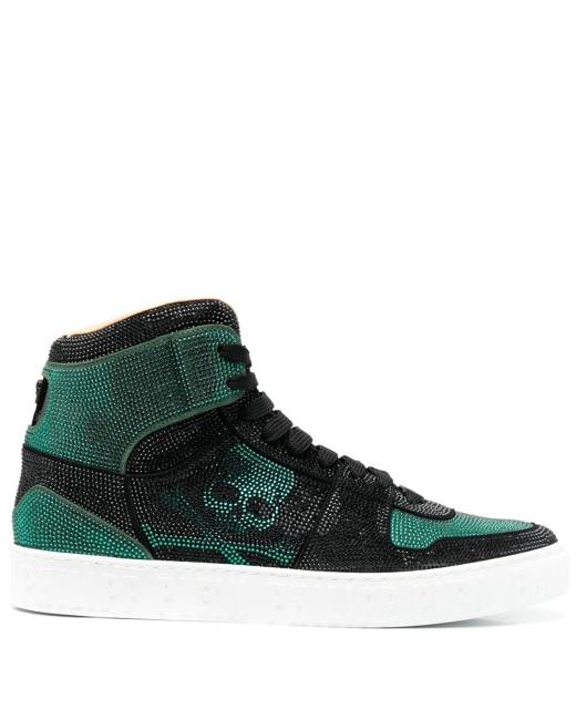 Patent Leather Mid-Top Sneakers with Glitter Gothic Plein