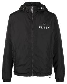 Philipp Plein logo-print hooded windbreaker - Black