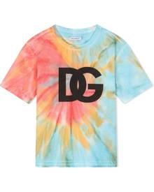 Dolce & Gabbana Kids logo-print tie-dye T-shirt - Blue