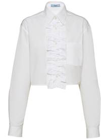 Prada ruffle-front poplin shirt - White